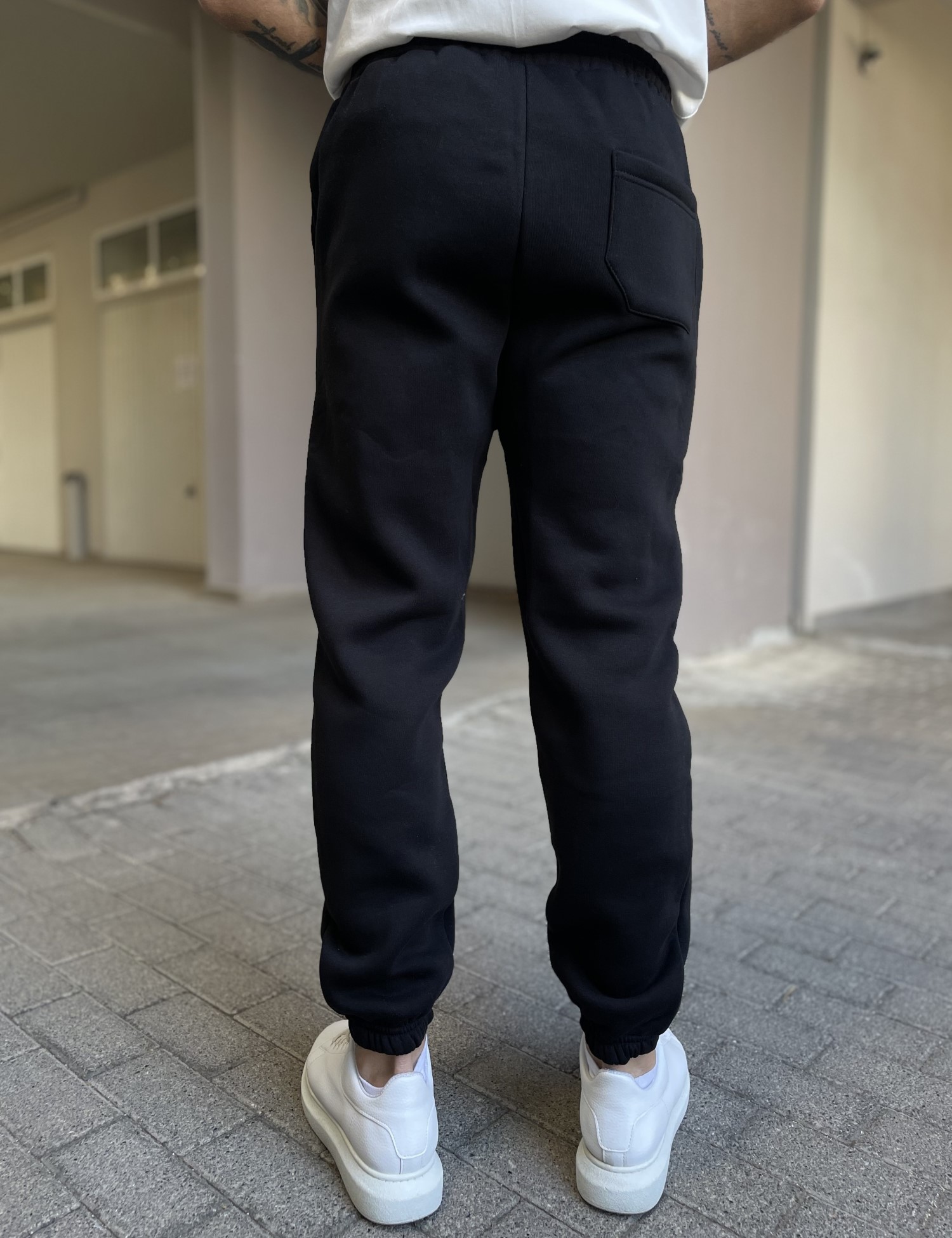 Ανδρικό μαύρο παντελόνι φόρμας με λάστιχο ES26001 φωτογραφία